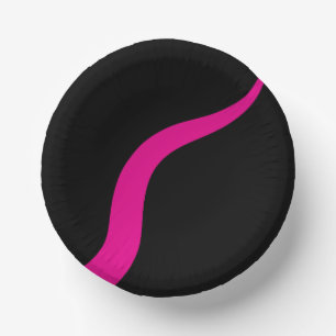 Simple Waves 3 in Magenta and Black Paper Plate
