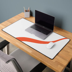 Simple Waves 3 - Orange and White Desk Mat