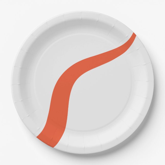 Simple Waves 3 - Orange and White Paper Plate (Front)