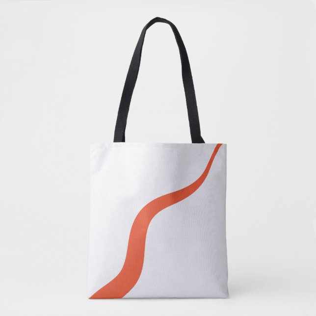 Simple Waves 3 - Orange and White Tote Bag (Front)