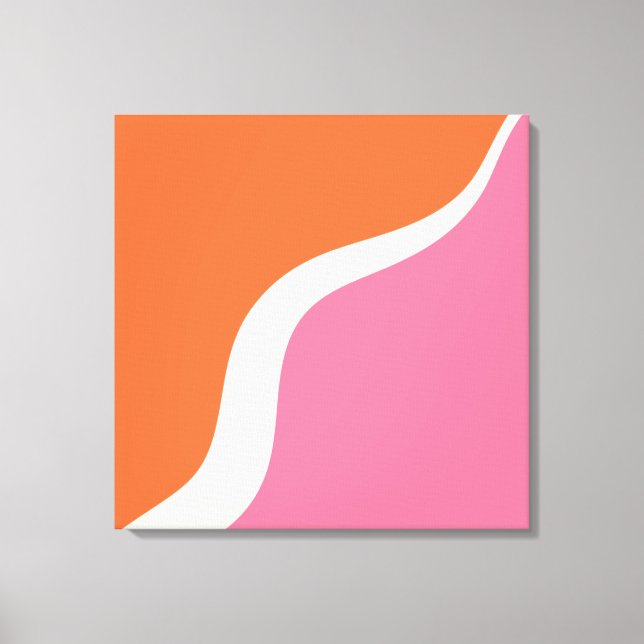 Simple Waves 3 - Pink, Orange and Cream Canvas Print (Front)