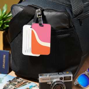 Simple Waves 3 - Pink, Orange and Cream Luggage Tag