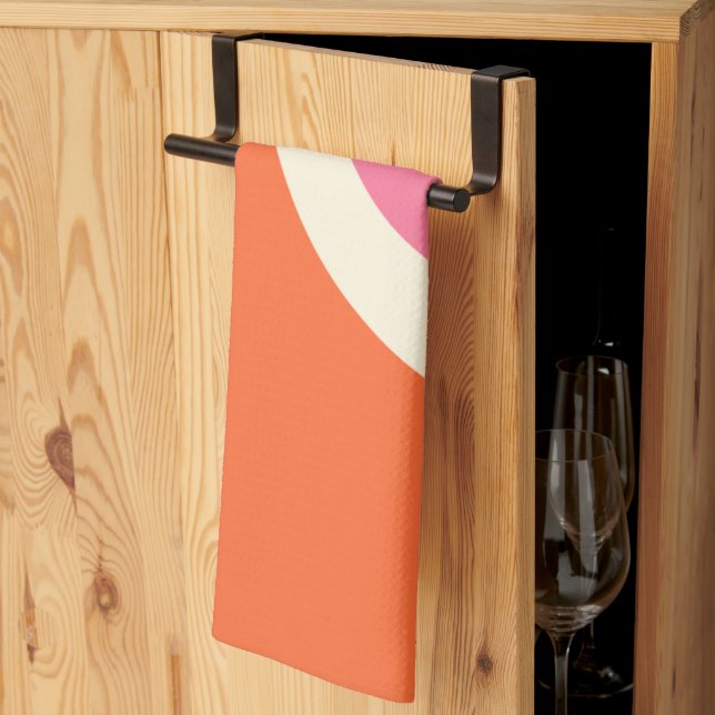 Simple Waves 3 - Pink, Orange and Cream Tea Towel (Thirds Fold)
