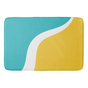 Simple Waves 3 - Turquoise and Yellow Bath Mat