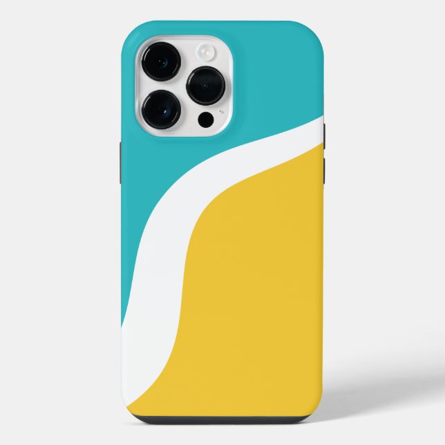 Simple Waves 3 - Turquoise and Yellow iPhone Case (Back)