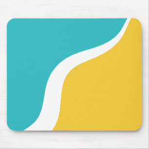 Simple Waves 3 - Turquoise and Yellow Mouse Mat