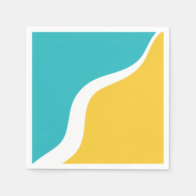 Simple Waves 3 - Turquoise and Yellow Napkin (Front)