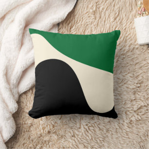 Simple Waves 4 in Green, Cream and Black  Cushion