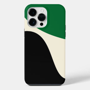 Simple Waves 4 in Green, Cream and Black iPhone 14 Pro Max Case