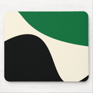 Simple Waves 4 in Green, Cream and Black  Mouse Mat