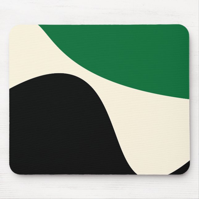 Simple Waves 4 in Green, Cream and Black  Mouse Mat (Front)