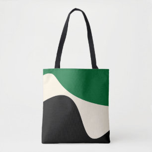 Simple Waves 4 in Green, Cream and Black Tote Bag