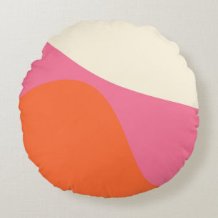 Simple Waves 4 in Pink, Orange, and Cream Round Cushion