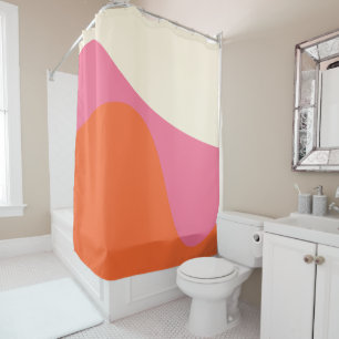 Simple Waves 4 in Pink, Orange, and Cream Shower Curtain