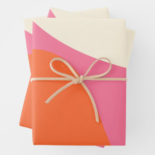 Simple Waves 4 in Pink, Orange, and Cream Wrapping Paper Sheet