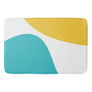 Simple Waves 4 - Turquoise and Yellow Bath Mat