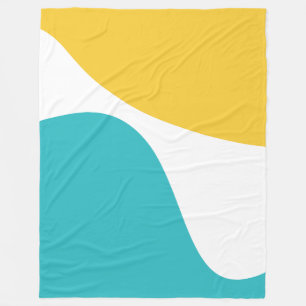 Simple Waves 4 - Turquoise and Yellow Fleece Blanket