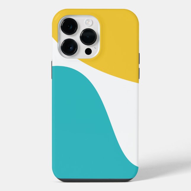 Simple Waves 4 - Turquoise and Yellow iPhone Case (Back)