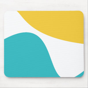Simple Waves 4 - Turquoise and Yellow Mouse Mat