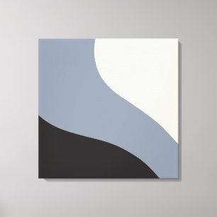Simple Waves - Black, Grey and Cream Canvas Print