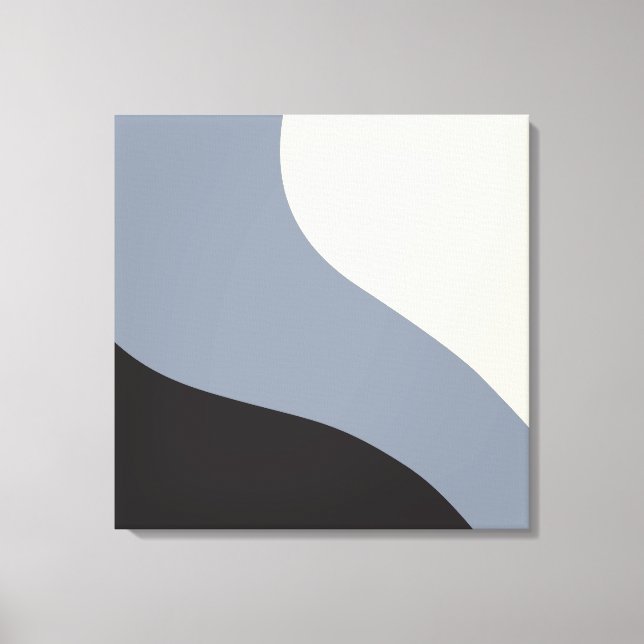 Simple Waves - Black, Grey and Cream Canvas Print (Front)