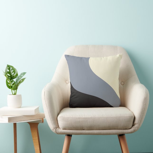 Simple Waves - Black, Grey and Cream Cushion (Chair)