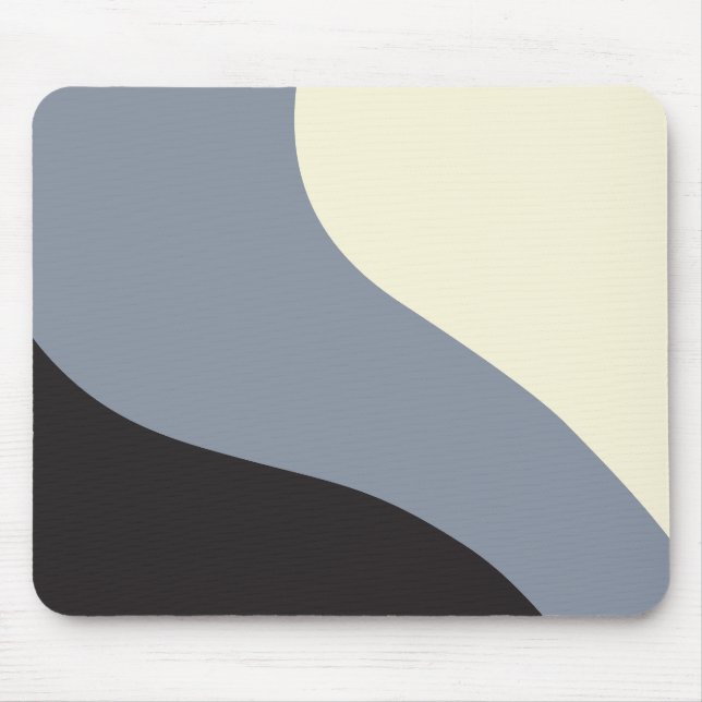 Simple Waves - Black, Grey and Cream Mouse Mat (Front)
