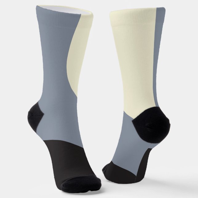 Simple Waves - Black, Grey and Cream Socks (Angled)