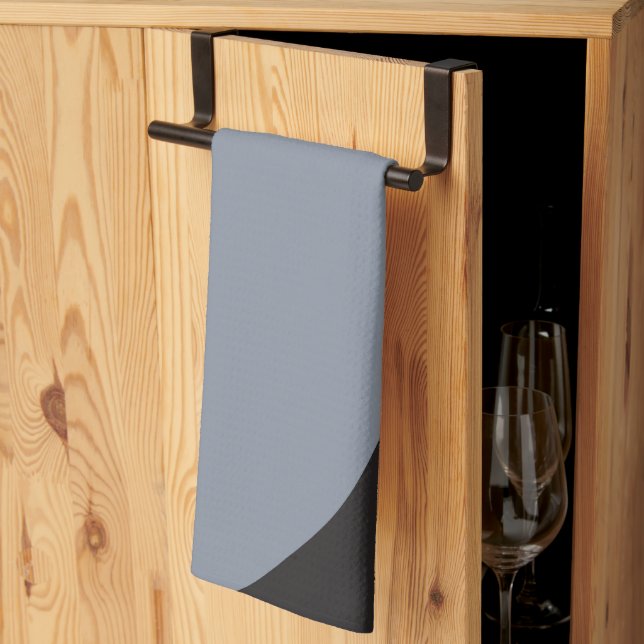 Simple Waves - Black, Grey and Cream Tea Towel (Thirds Fold)