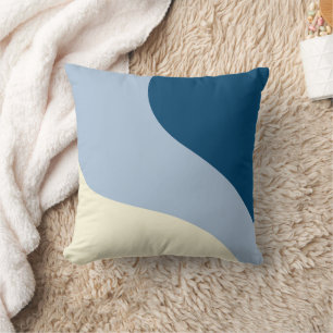 Simple Waves - Dark Blue, Light Blue and Cream Cushion
