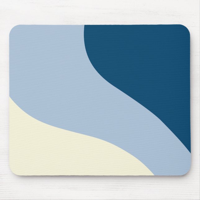 Simple Waves - Dark Blue, Light Blue and Cream Mouse Mat (Front)