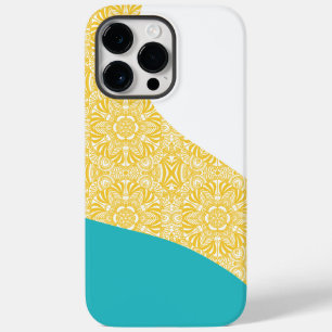 Simple Waves - Floral Pattern Turquoise and Yellow Case-Mate iPhone 14 Pro Max Case