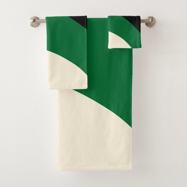 Simple Waves - Green, Cream and Black Bath Towel Set (Insitu)