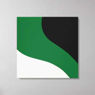 Simple Waves - Green, Cream and Black Canvas Print