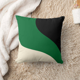 Simple Waves - Green, Cream and Black  Cushion