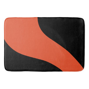Simple Waves in Black and Orange Bath Mat