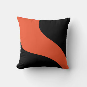 Simple Waves in Black and Orange Cushion