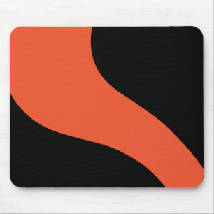 Simple Waves in Black and Orange Mouse Mat