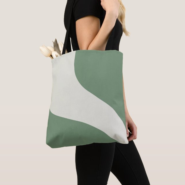 Simple Waves in Green Tote Bag (Close Up)
