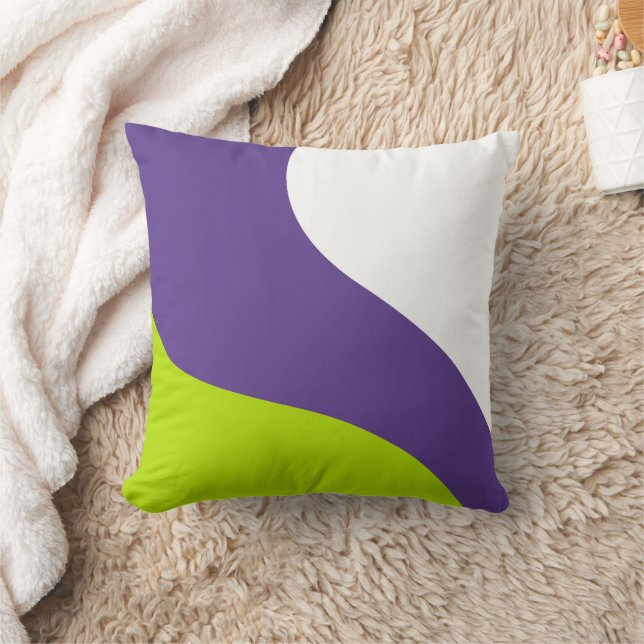 Simple Waves in Lime Green and Purple Cushion (Blanket)