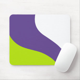 Simple Waves in Lime Green and Purple Mouse Mat