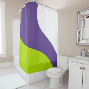 Simple Waves in Lime Green and Purple Shower Curtain