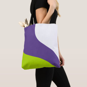 Simple Waves in Lime Green and Purple Tote Bag