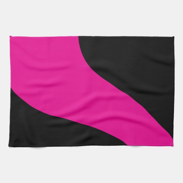 Simple Waves in Magenta and Black Tea Towel (Horizontal)
