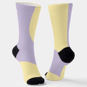 Simple Waves in Pastel Yellow and Purple Socks