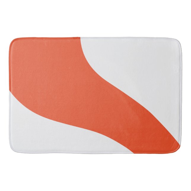 Simple Waves - Orange and White Bath Mat (Front)