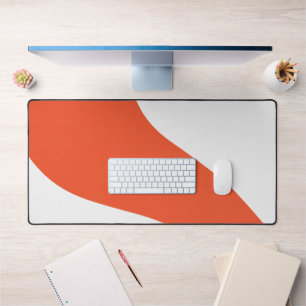 Simple Waves - Orange and White Desk Mat