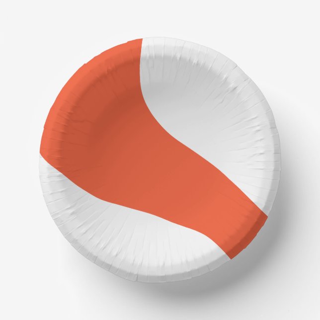 Simple Waves - Orange and White Paper Plate (Front)