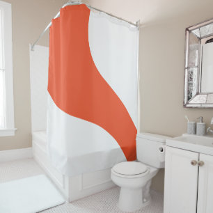 Simple Waves - Orange and White Shower Curtain
