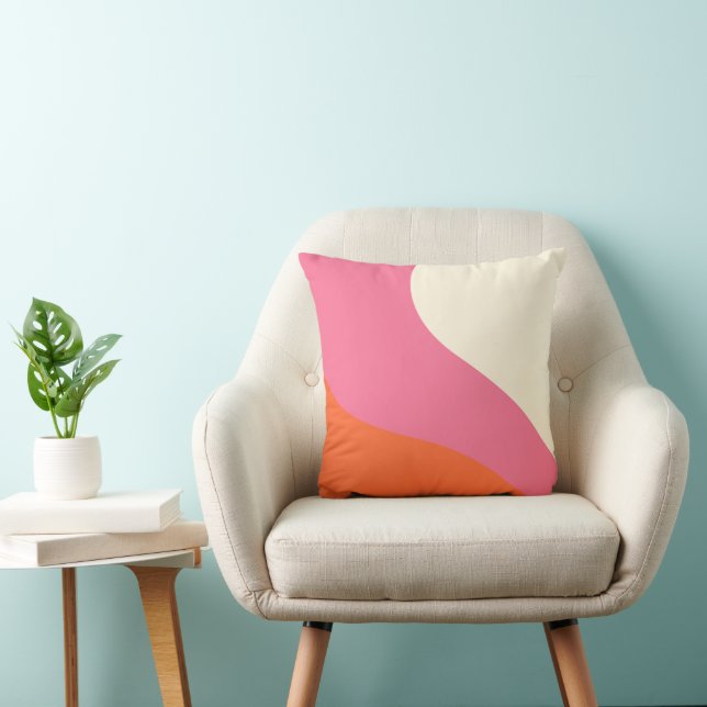 Simple Waves - Pink, Orange and Cream  Cushion (Chair)